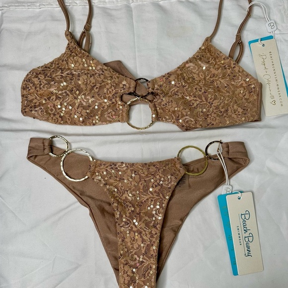 Beach Bunny Nude Textured Triangle Bikini Swimwear - Picture 4 of 9